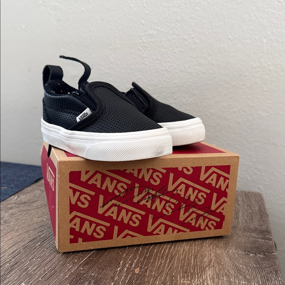Vans Kids Black Perforated Slip-On Sneakers